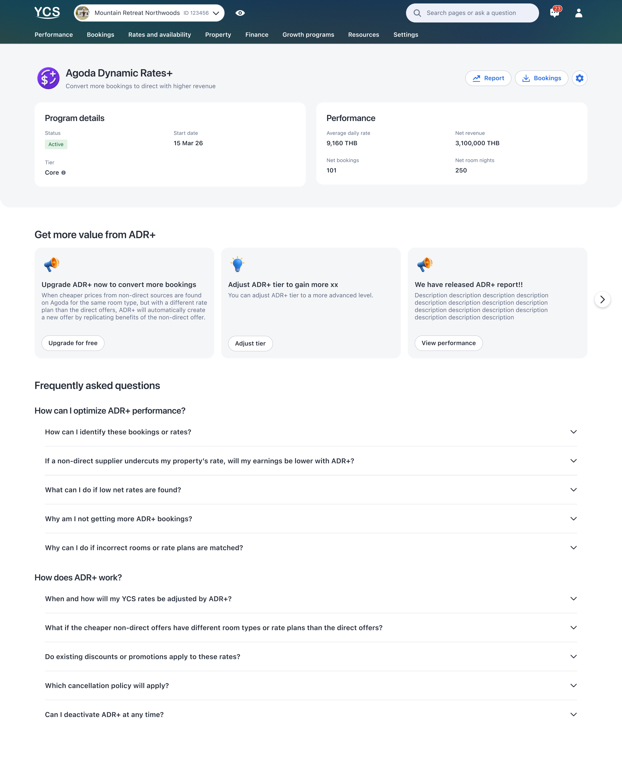 Redesigned program dashboard